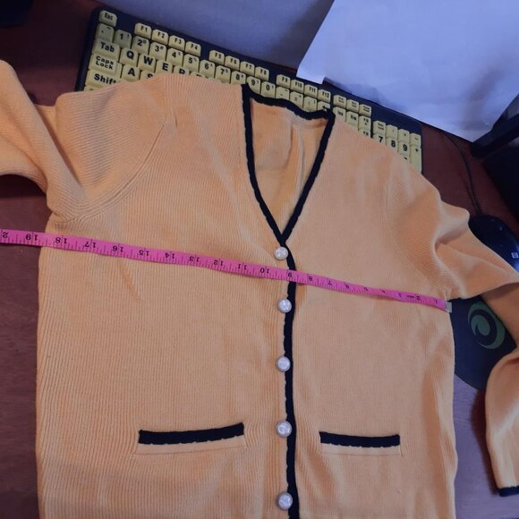 NEW ! Juoiantang Women Cropped Shrug Open Front Basic Sweater Top Yellow Very Sz - Picture 4 of 7